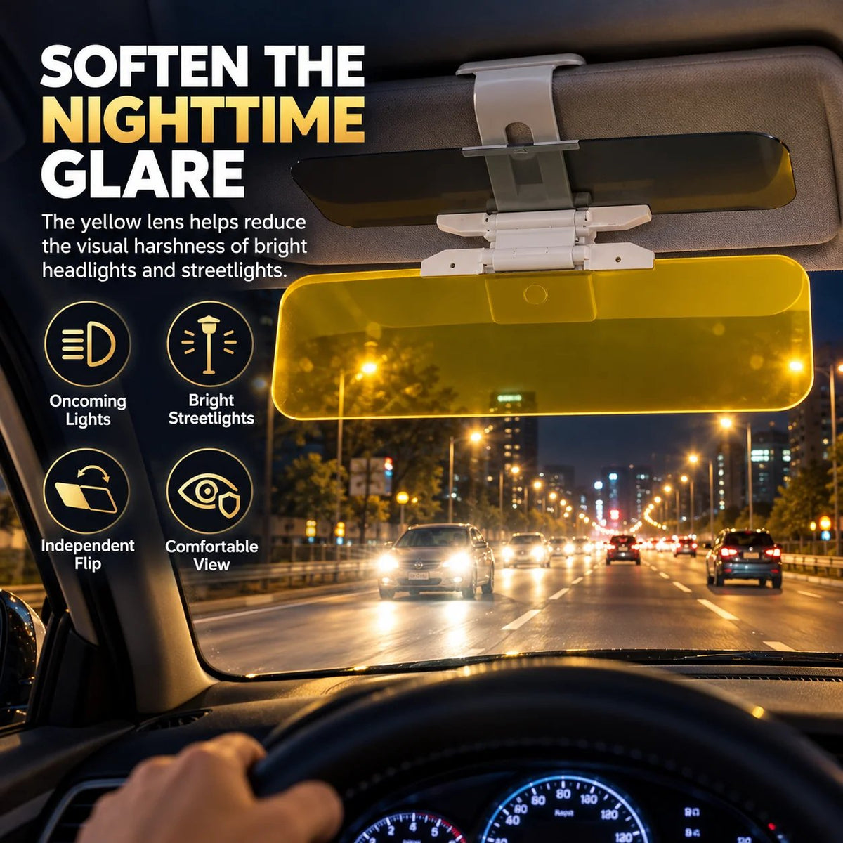 ☀️2-in-1 Day & Night Anti-Glare Car Visor Extender – Adjustable Dual-Lens Driving Shield