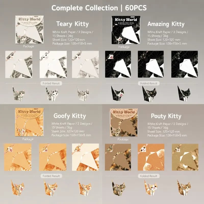 Kitty World 3D Cat Origami Kit
