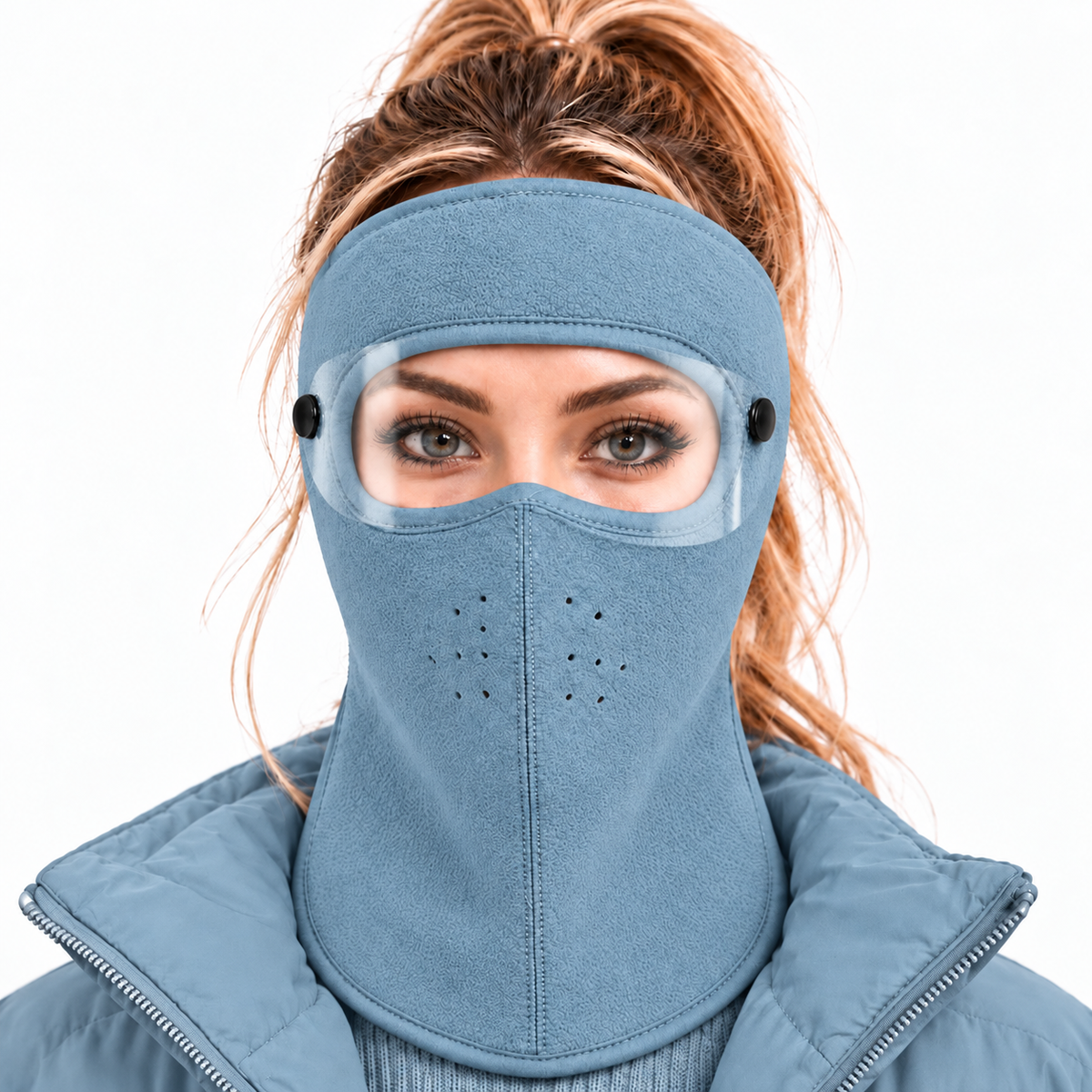 ❄️ Stay Warm Outdoors with a Fleece Mask & Detachable Goggles