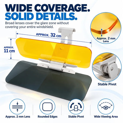 ☀️2-in-1 Day & Night Anti-Glare Car Visor Extender – Adjustable Dual-Lens Driving Shield