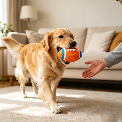 Premium Squeaky Latex Football Dog Toy