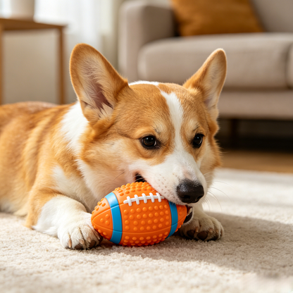 Premium Squeaky Latex Football Dog Toy