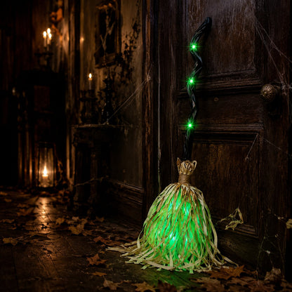 ✨ Magic Animated Witch Broom Halloween Decoration