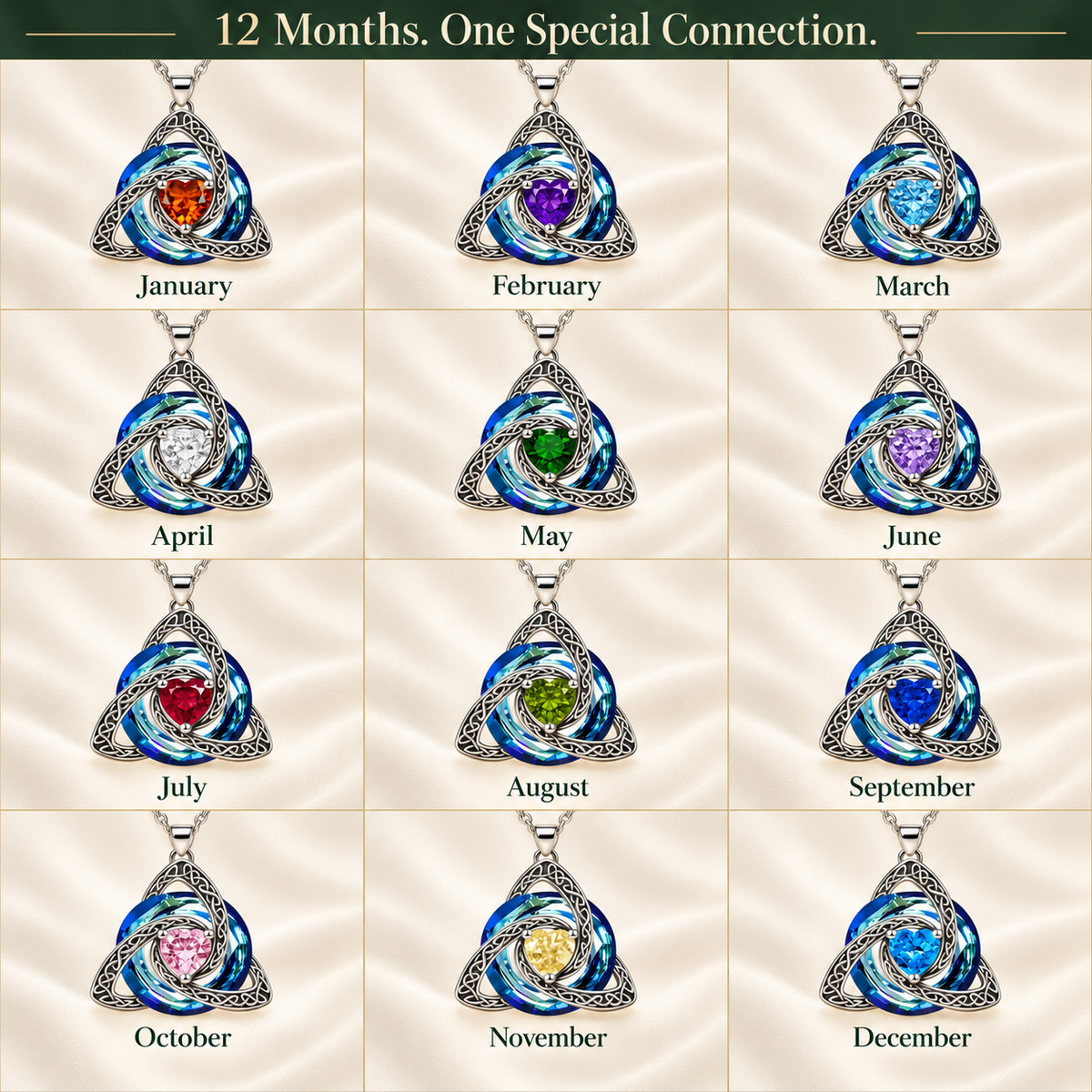 ✨ Celtic Birthstone Necklace — Her Birth Month, Your Special Bond