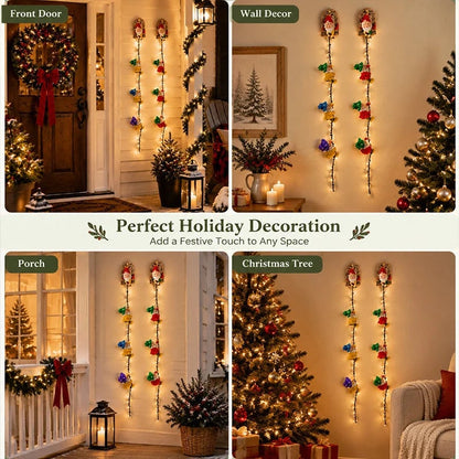 🎄 Climbing Gnome Christmas String Lights – Handmade LED Wall Hanging Festive Decor