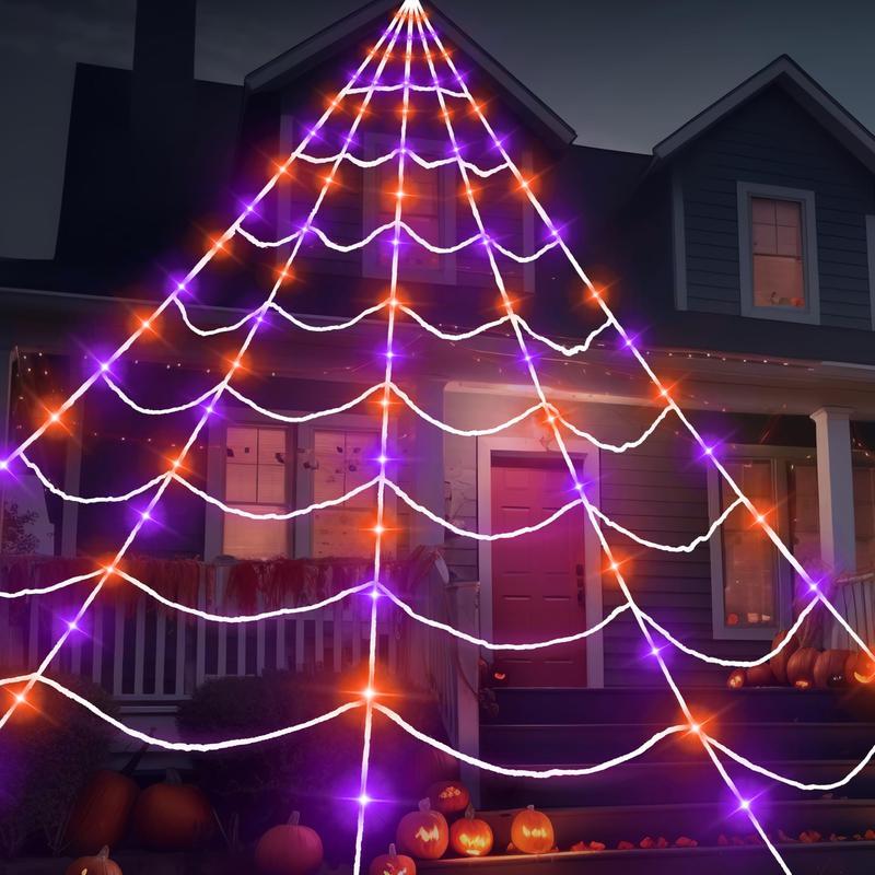 🎃 Giant Spider Web Lights 🕸️ – Your Halloween Yard🕷️