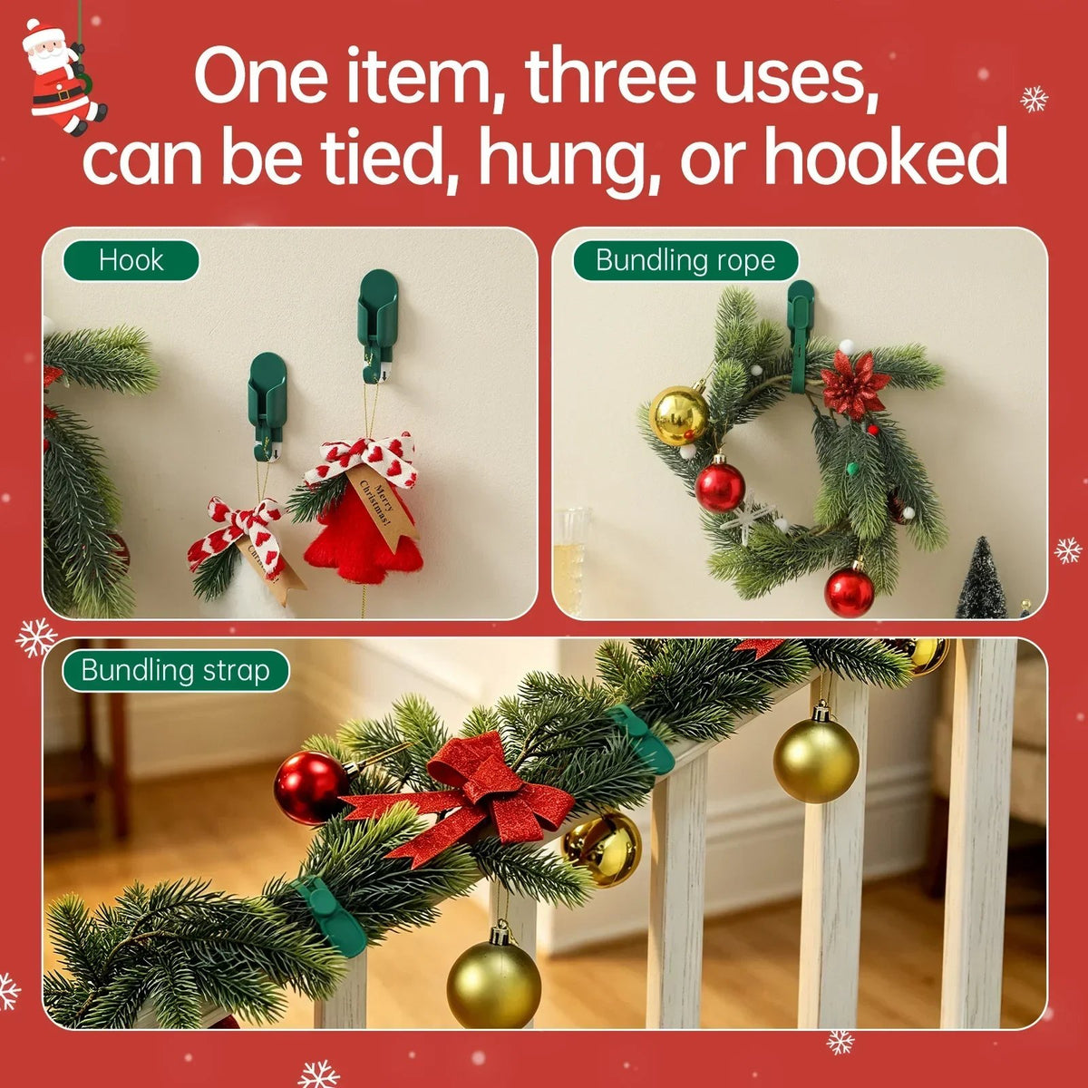 🎄Rugged, Durable, Versatile✨ 6PCS Christmas Silicone Garland Hangers