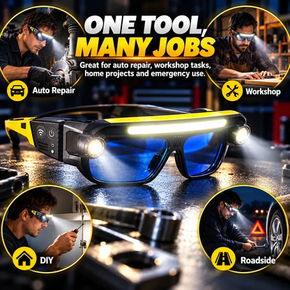 💡 3-in-1 LED Light-Up Safety Glasses | Hands-Free Work Light