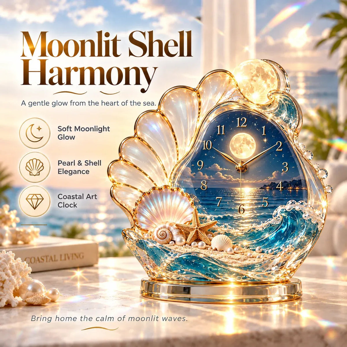 🌊 Coastal Glow Crystal Clock Collection — Bring the Beauty of the Sea Home ✨Buy 2 Free Shipping