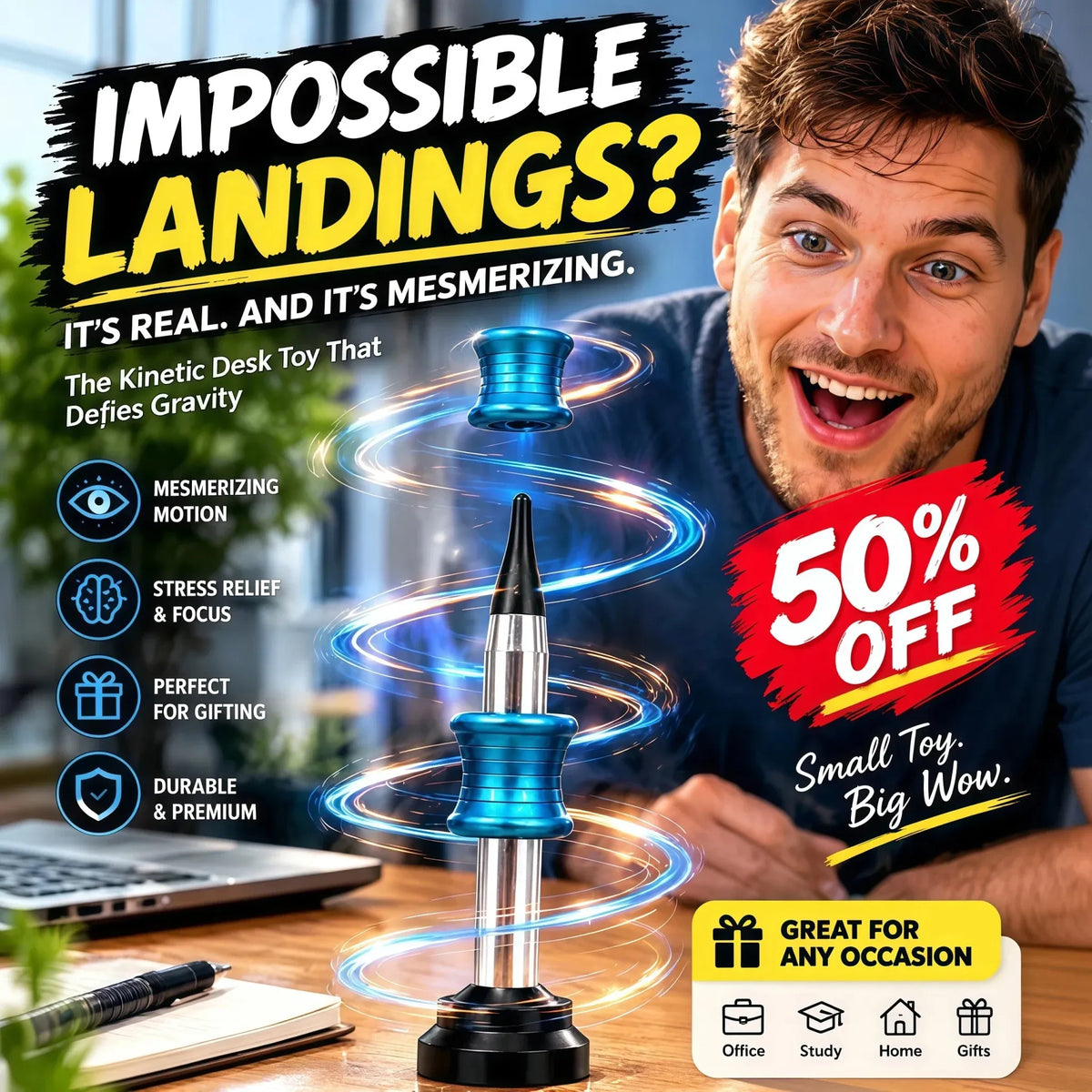 Say Goodbye to Desk Stress! 👋Kinetic Desk toy That Performs Impossible Landing