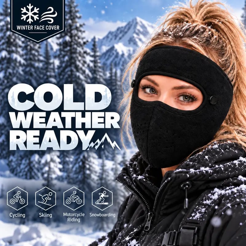 ❄️ Stay Warm Outdoors with a Fleece Mask & Detachable Goggles