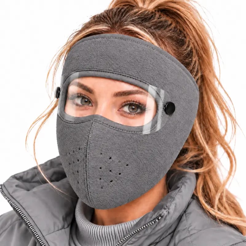 ❄️ Stay Warm Outdoors with a Fleece Mask & Detachable Goggles