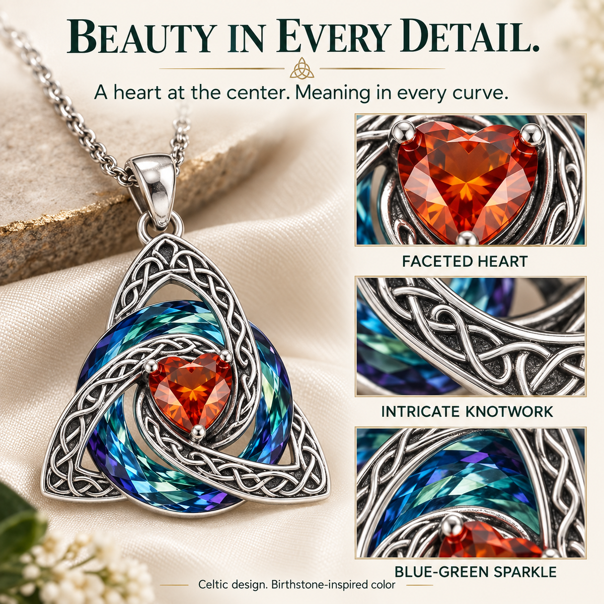 ✨ Celtic Birthstone Necklace — Her Birth Month, Your Special Bond
