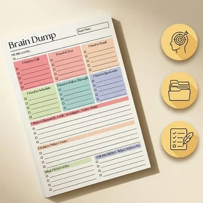 🔥 ONLY £7.99 | Brain Dump Planner Pad – Turn Mental Clutter Into A Clear Plan