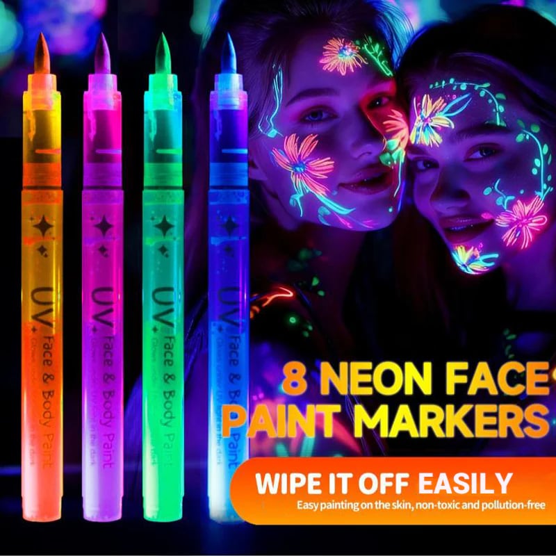 🥳2026 HOT SALE💞50K+ SOLD!🎁UV Glow Face and Body Paint Markers Set