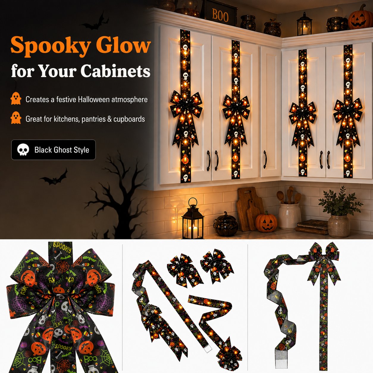 🎃 Light-Up Halloween Cabinet Bow ✨