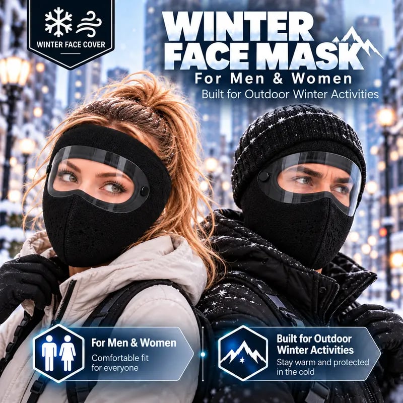 ❄️ Stay Warm Outdoors with a Fleece Mask & Detachable Goggles