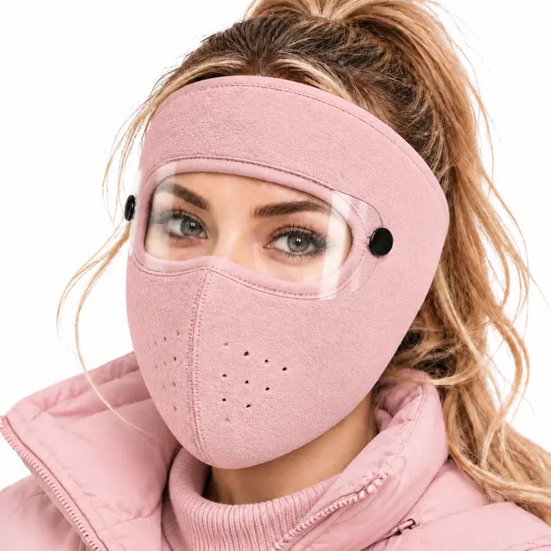 ❄️ Stay Warm Outdoors with a Fleece Mask & Detachable Goggles