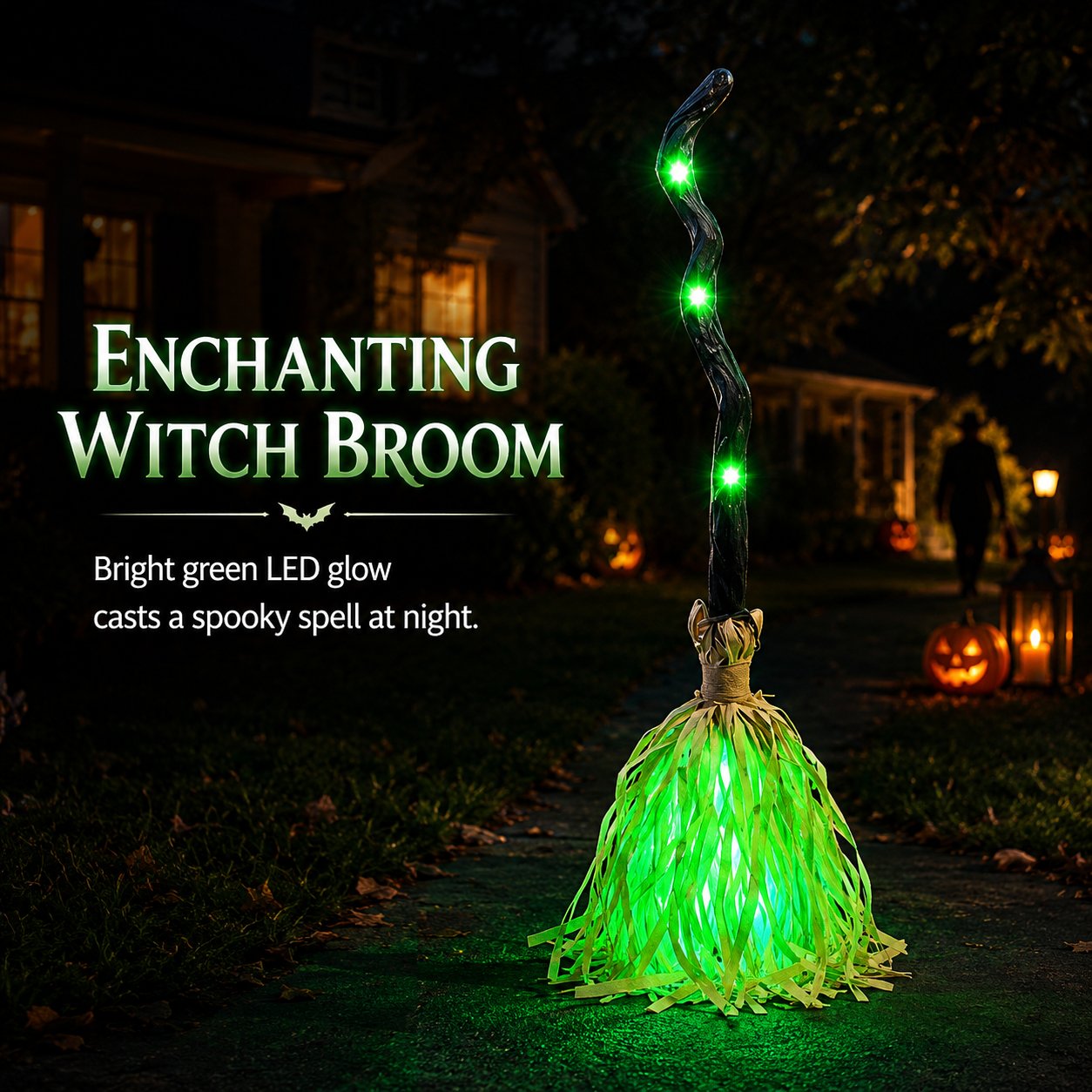 ✨ Magic Animated Witch Broom Halloween Decoration