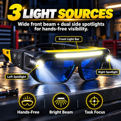 💡 3-in-1 LED Light-Up Safety Glasses | Hands-Free Work Light