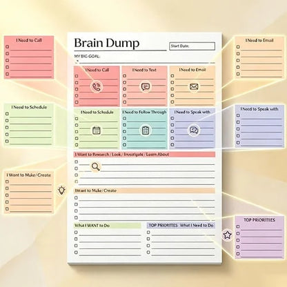 🔥 ONLY £7.99 | Brain Dump Planner Pad – Turn Mental Clutter Into A Clear Plan