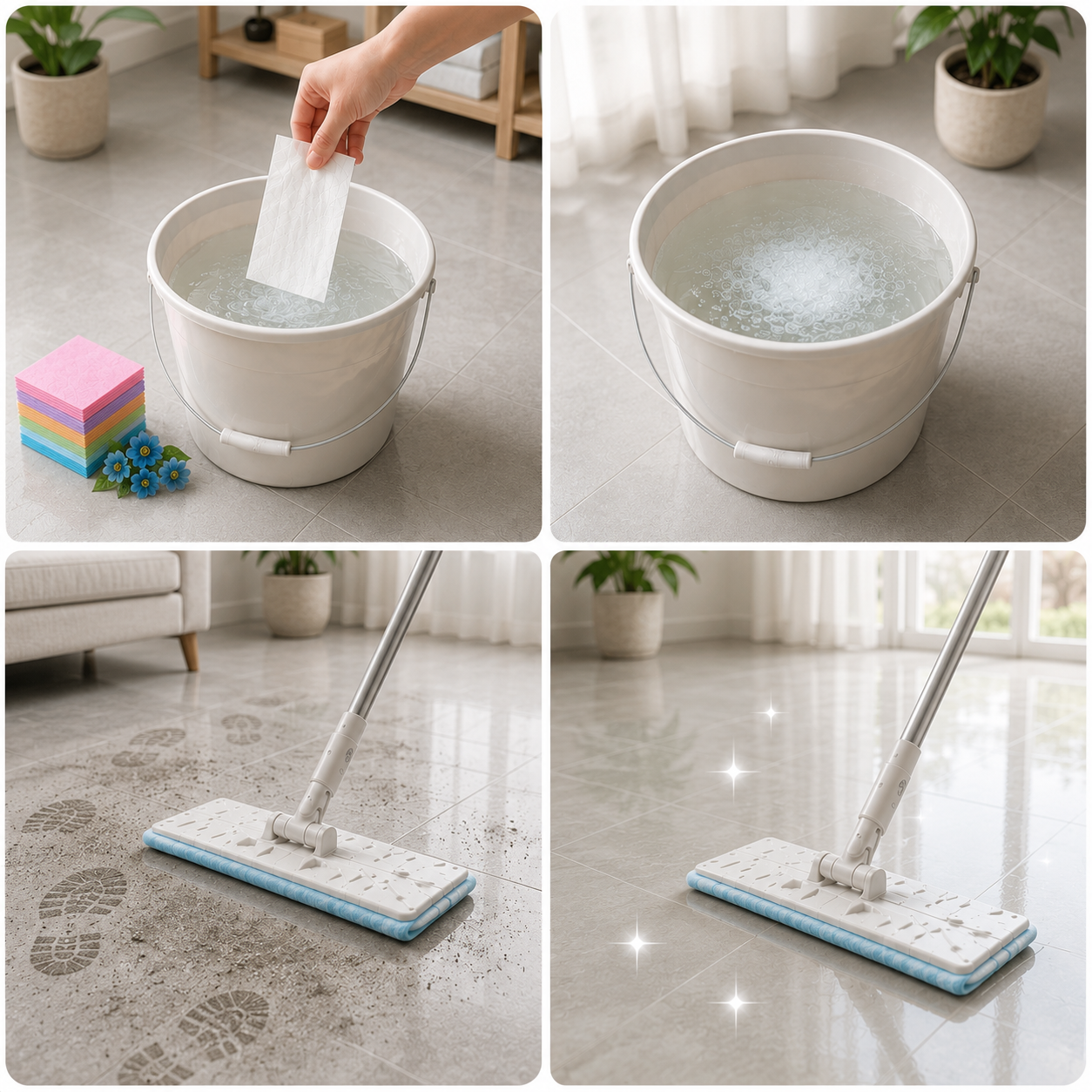 ✨ Just Drop, Dissolve & Mop – 60 Powerful Floor Cleaning Sheets