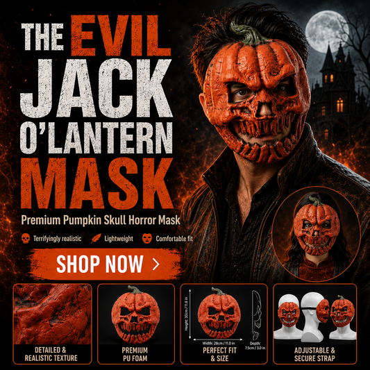 🎃 Evil Jack-O’-Lantern Pumpkin Skull Halloween Mask 💀