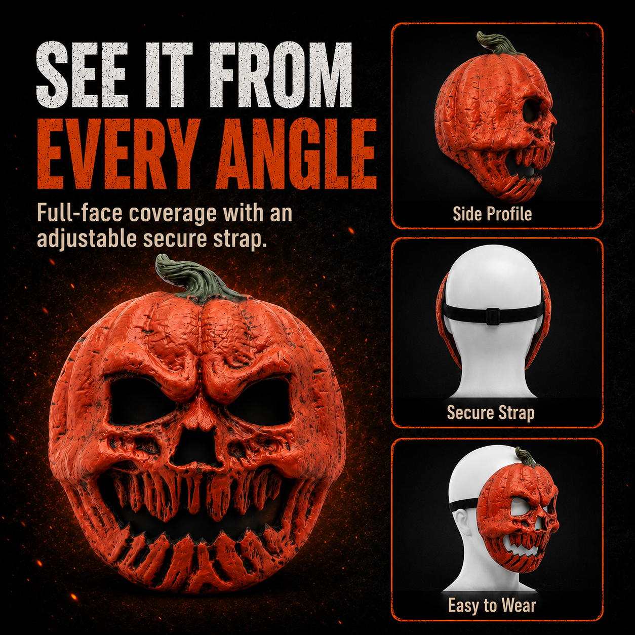 🎃 Evil Jack-O’-Lantern Pumpkin Skull Halloween Mask 💀