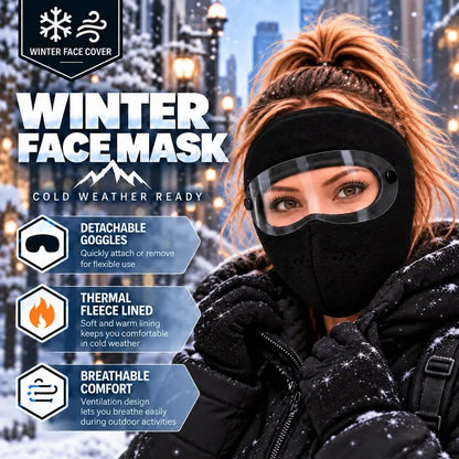 ❄️ Stay Warm Outdoors with a Fleece Mask & Detachable Goggles