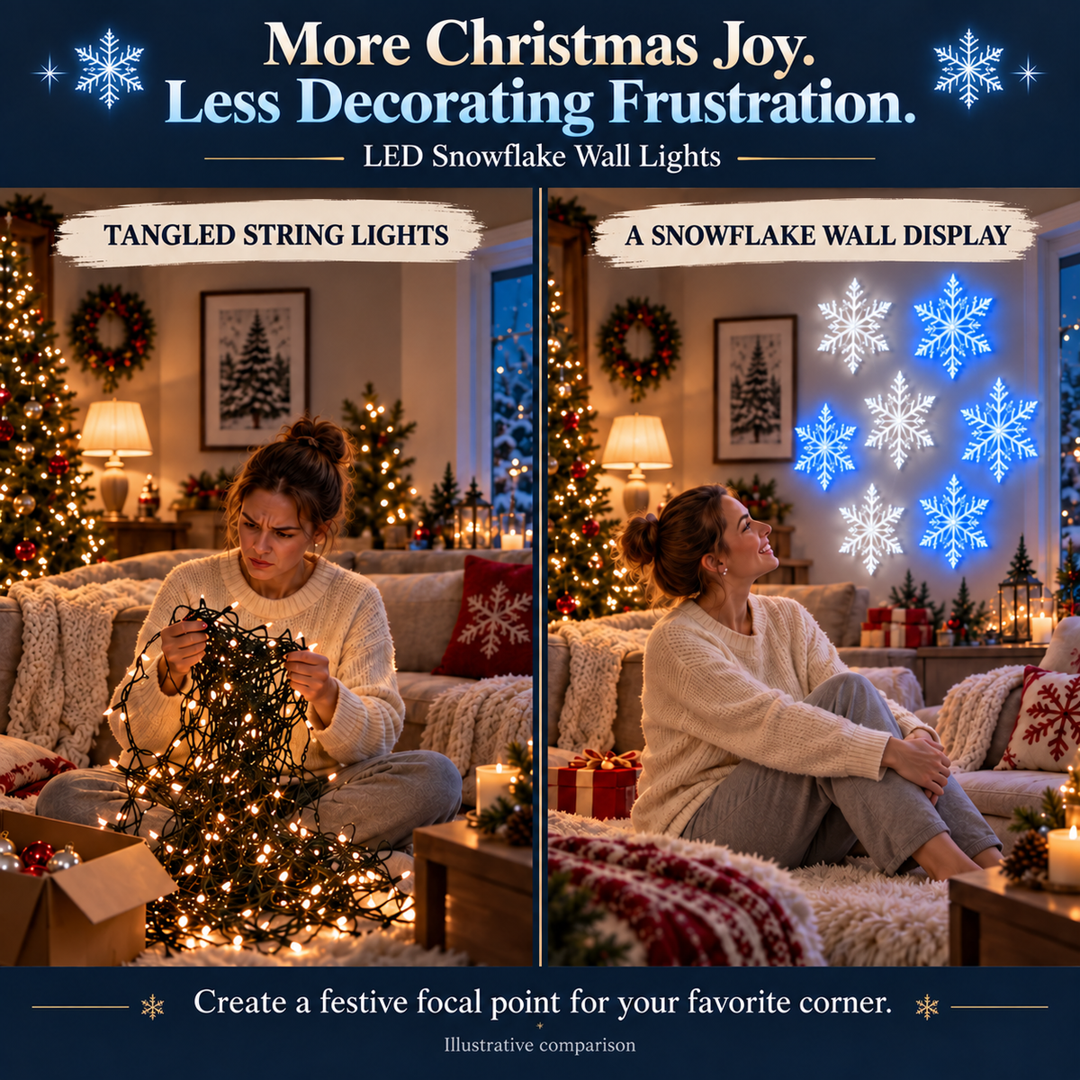 🥳2026 HOT SALE🥳💞50K+ SOLD!｜ LED Snowflake Wall Lights❄️✨
