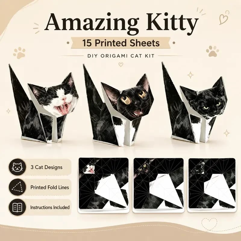Kitty World 3D Cat Origami Kit