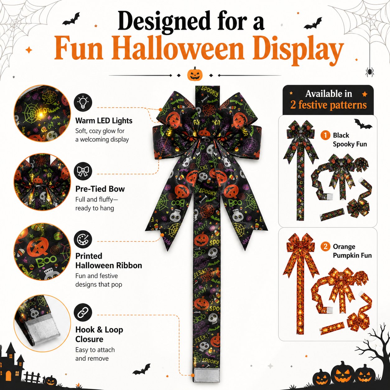 🎃 Light-Up Halloween Cabinet Bow ✨