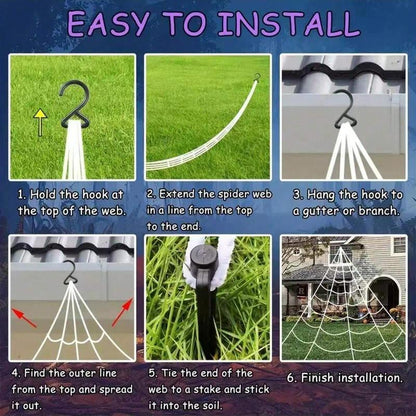 🎃 Giant Spider Web Lights 🕸️ – Your Halloween Yard🕷️