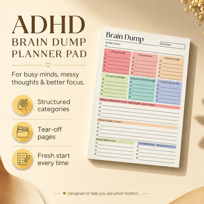 🔥 ONLY £7.99 | Brain Dump Planner Pad – Turn Mental Clutter Into A Clear Plan