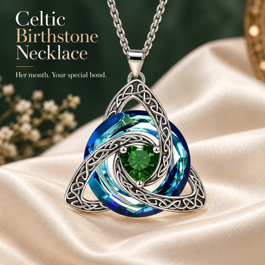 ✨ Celtic Birthstone Necklace — Her Birth Month, Your Special Bond