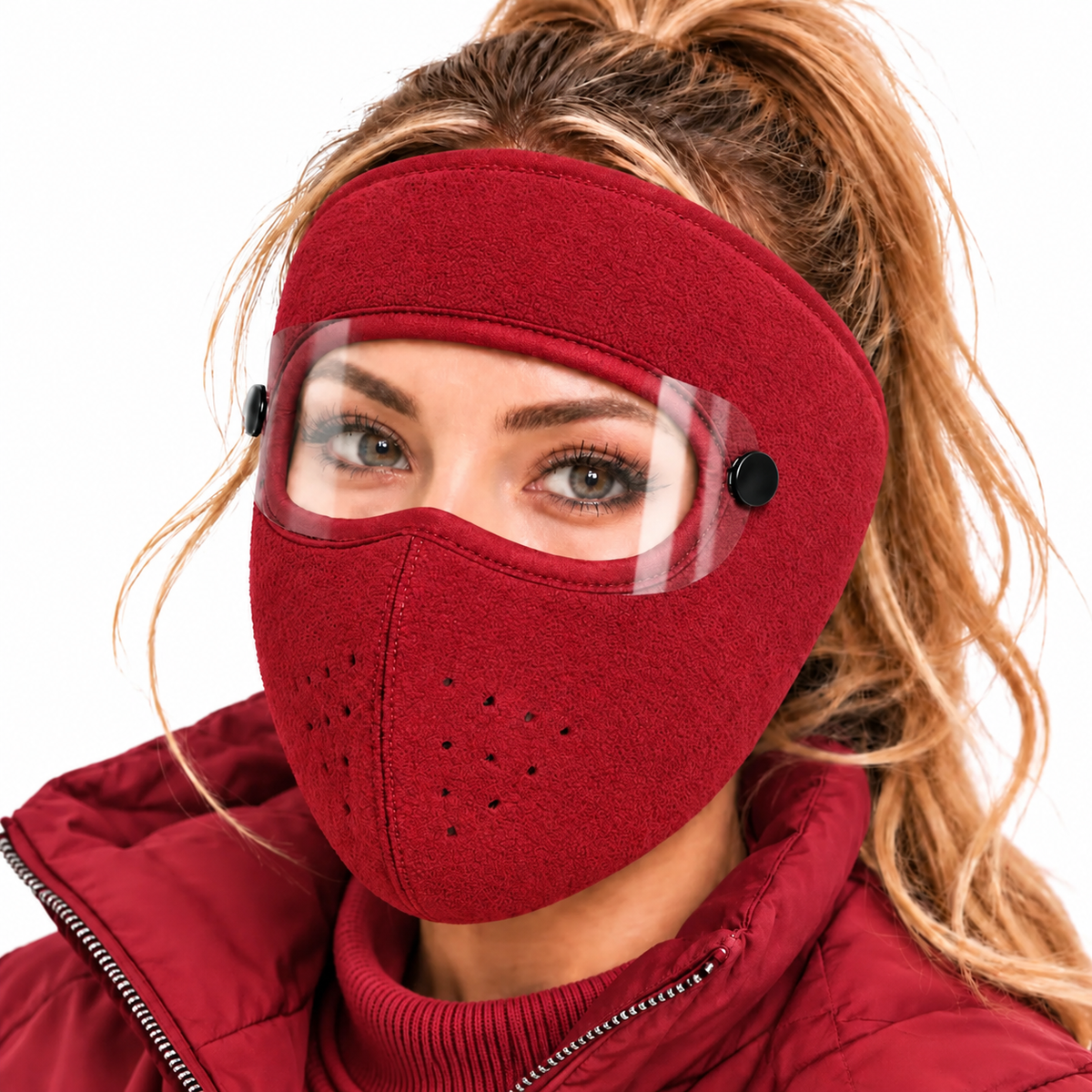 ❄️ Stay Warm Outdoors with a Fleece Mask & Detachable Goggles