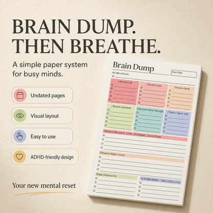 🔥 ONLY £7.99 | Brain Dump Planner Pad – Turn Mental Clutter Into A Clear Plan
