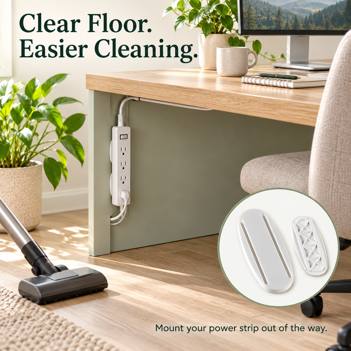 ✨ No-Drill Power Strip Holder — Less Clutter, Easier Access