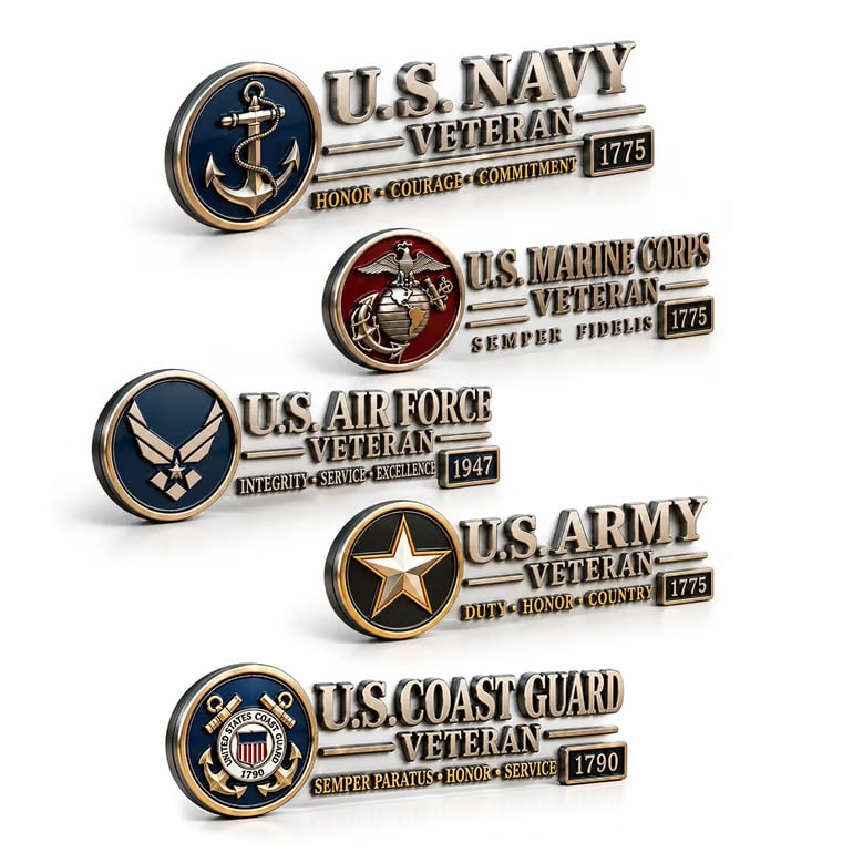 3D Metal Veteran Honor Auto Badge | For daily driving & veteran gatherings