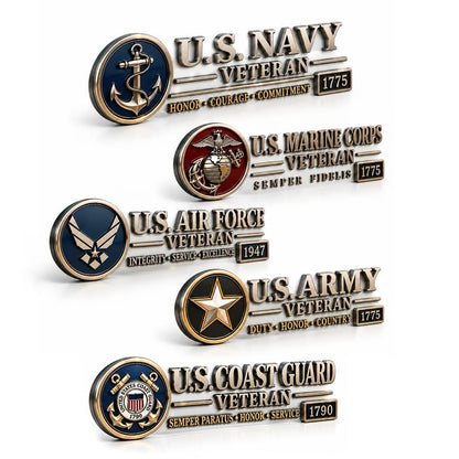 3D Metal Veteran Honor Auto Badge | For daily driving & veteran gatherings
